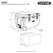 Lifetime 65 qt Bear-Resistant Camping Cooler, Premium High Performance, Ice Retention, Hard Cooler, 75 Can Capacity, Arctic White (90997)
