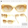 thumbnail image 2 of Womens Mod Minimalist Narrow Rectangle Thick Plastic Fashion Sunglasses Yellow Brown, 2 of 8