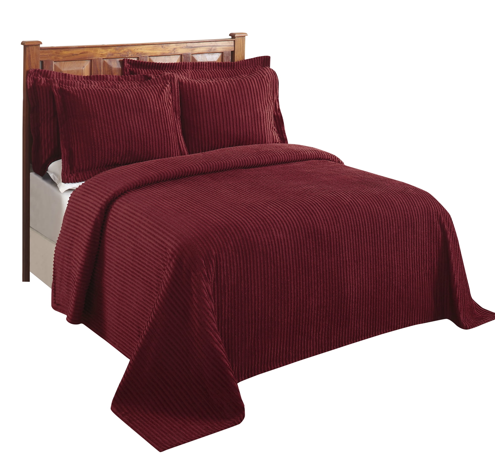 Better Trends Jullian Solid Pattern 100 Cotton Queen Bedspread Set