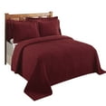thumbnail image 3 of Better Trends 3-Piece Full/Double Bedspread Set 100% Cotton Chenille, Soft & Cozy Stripe Pattern, All-Season Bedding, Machine Washable (Burgundy) Jullian Collection, 3 of 6