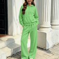 thumbnail image 2 of ITSAME Girls Fleece-Lined Outfit 2-Piece Full Zip Hoodie and Wide Leg Pants Fall Winter Warm Casual Set Size 5T, 2 of 9