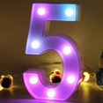 thumbnail image 1 of LED Colorful Alphabet Light Luminous Number Signs-Digital Night Light-Wedding Birthday New Year Christmas Decoration (Colorful 5), 1 of 7