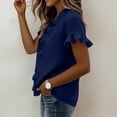 thumbnail image 5 of Guluxicc Women's Blouses Dressy Boho Casual Ruffle Short Sleeve Tops Business Outfits Ladies Summer 2025 Trendy Work Shirts, 5 of 6