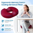 thumbnail image 3 of Donut Pillow Seat Cushion - Cooling Gel Donut Chair Cushions, Memory Foam Seat Cushion for Office & Home, Car Seat Cushion and Butt Pillow, Hemorrhoids Pillow and Tailbone Pain Relief, Red, 3 of 14