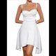 thumbnail image 3 of Vestido Minivestido con Corsé Fruncido para Mujer, con Tirantes Finos, Entallado y Acampanado, Fluido. M, 3 of 9