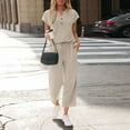 thumbnail image 6 of Two Piece Lounge Sets for Women Spring Vacation Beach Travel Airport Outfits Casual Cruise Fashion 2026 Beige S, 6 of 7
