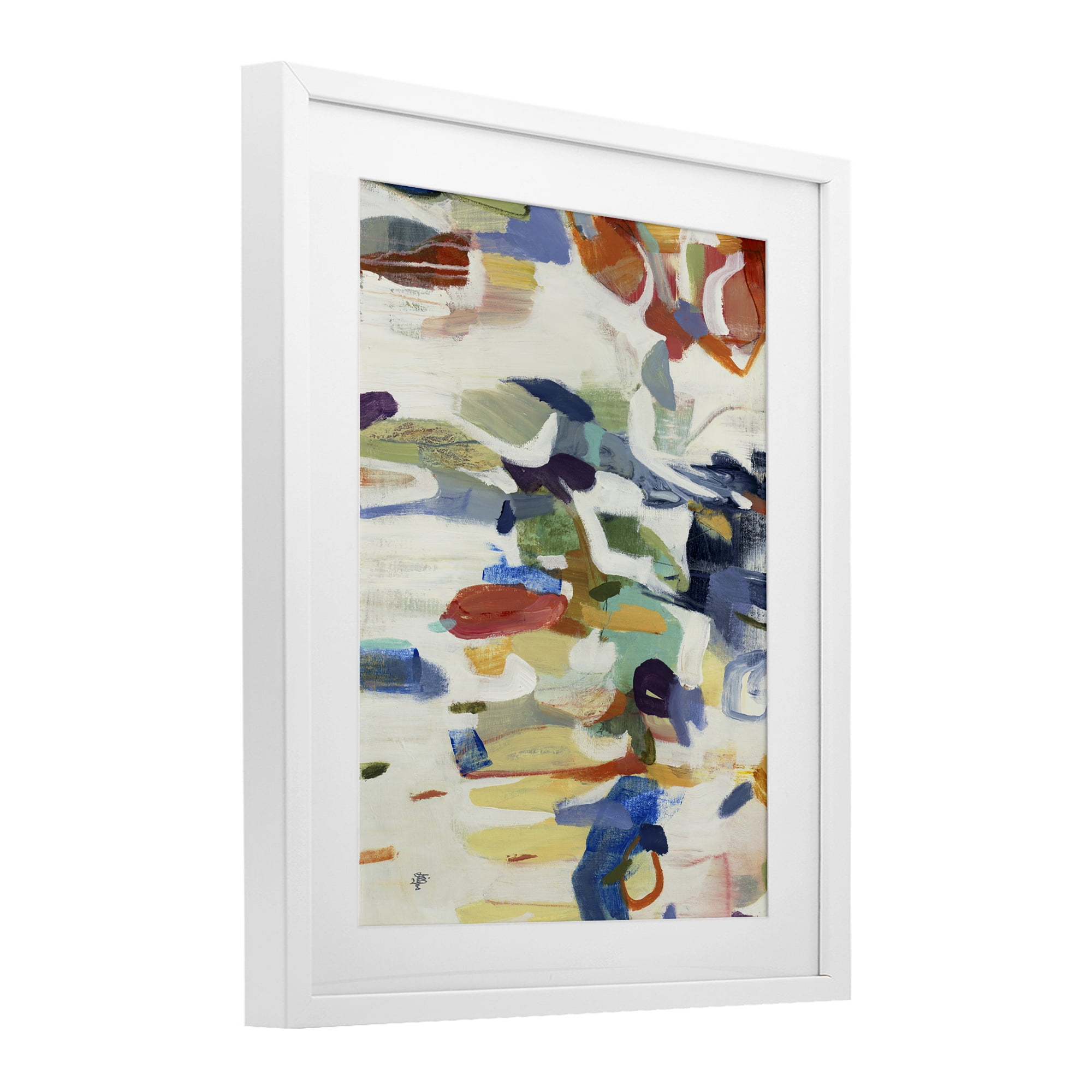 Stupell Industries Primary Hued Abstraction White Framed Print Under Glass, design by Lisa Ridgers