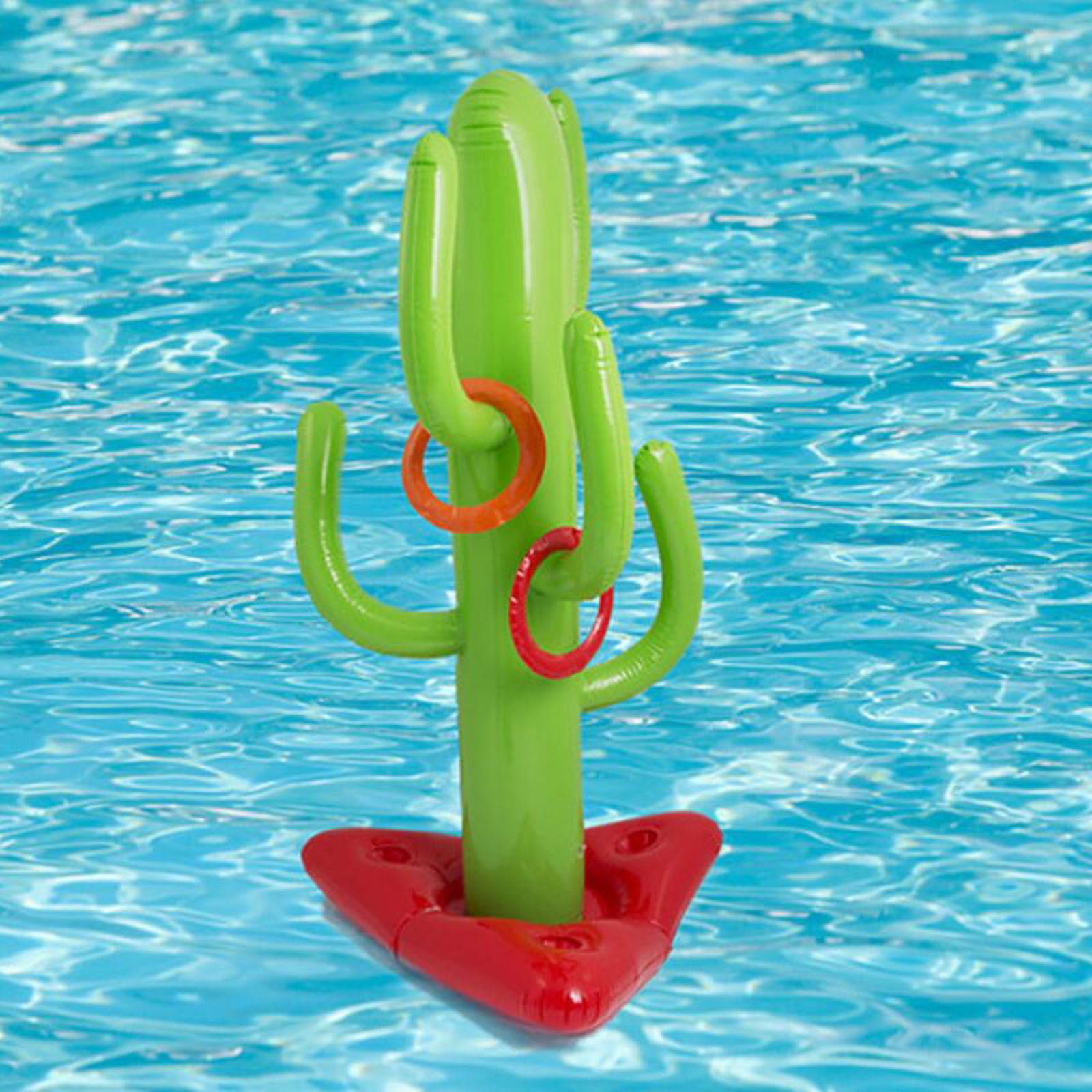 Inflatable Cactus Ring Toss Game Set Outdoor Lawn Pool Party Activity 5 Rings