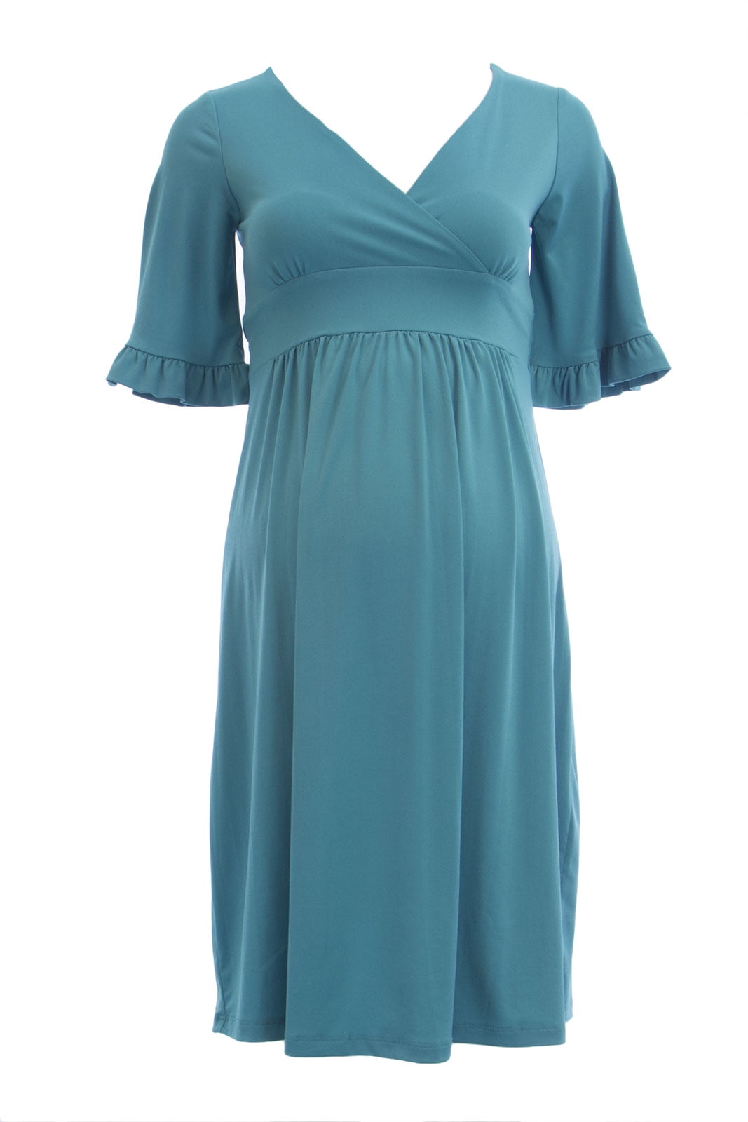 OLIAN Maternity Women's Ruffle Sleeve Surplice Neck Dress - Walmart.com