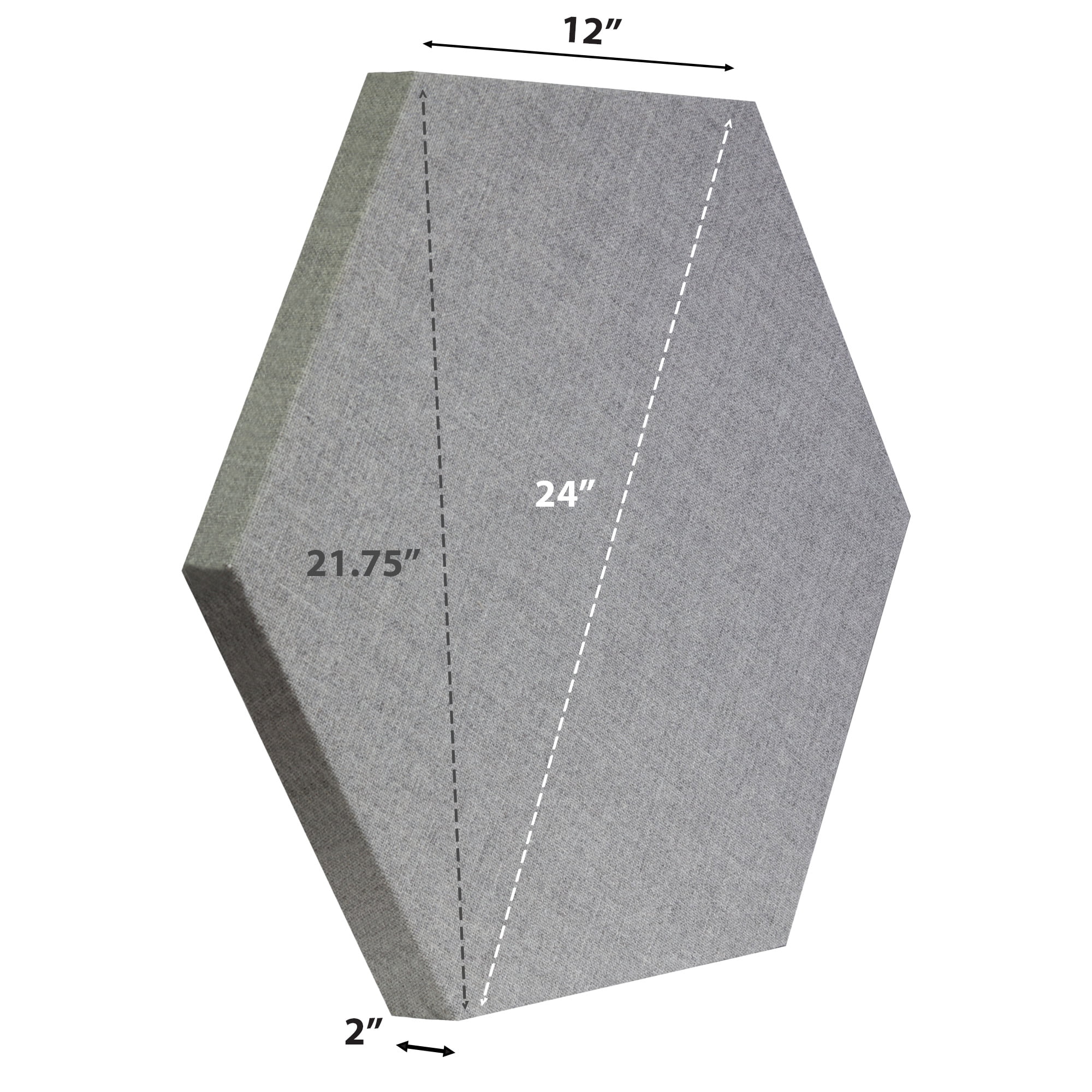 ATS Acoustics Hexagon Acoustic Panel Fire Rated 24" x 2" Sound Absorbing Professional Studio Quality Wall Tile (Merle Grey)