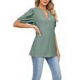 thumbnail image 6 of Blotona Women Short Sleeve T-shirts Summer Casual Loose Solid Color Cutout V-neck Tops Blouse Streetwear, 6 of 9