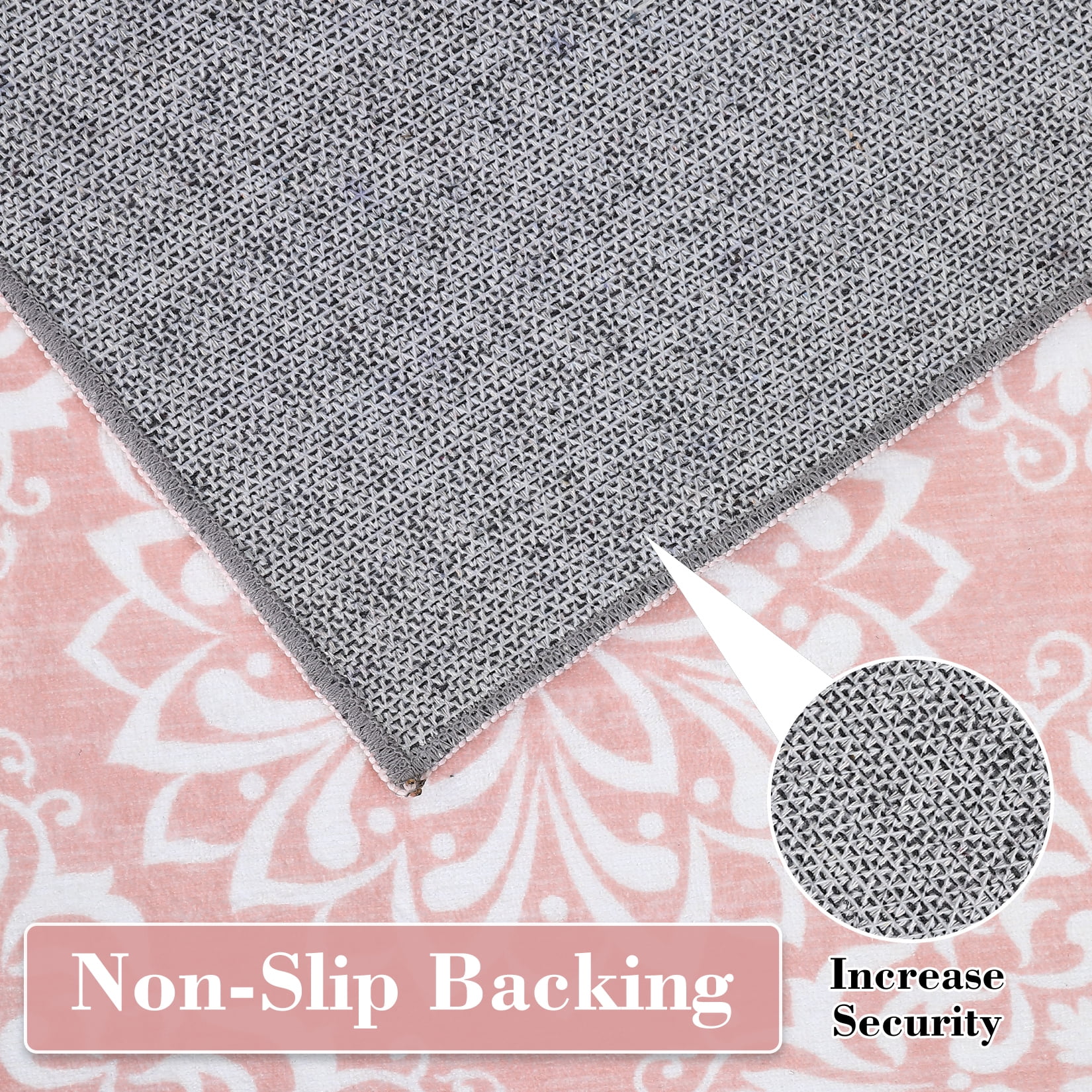 HOMERRY Indoor Washable 5' x 7' Area Rug Floral Rug for Living Room Non-Slip Floor Carpet for Bedroom, Pink