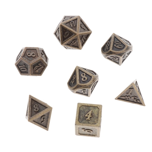 7 Dados De Metal Poliédricos Para Juegos De Mesa RPG De DnD Pathfinder A Escala De Dragón Sunnimix Juego de dados poliédricos