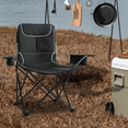 thumbnail image 4 of MADOG Outdoor Camping Chair with Cooler Bag & Cup Holder, Folding Lawn Chair with Adjustable Height & Angle, Collapsible Padded Arm Chair with Carry Bag, Black, 4 of 11