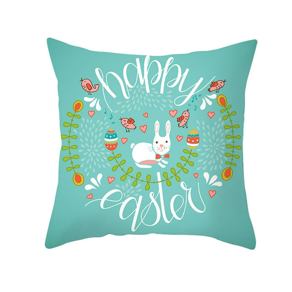 Happy Easter Pillow Case Polyester Printed Sofa Throw Cushion Home ...