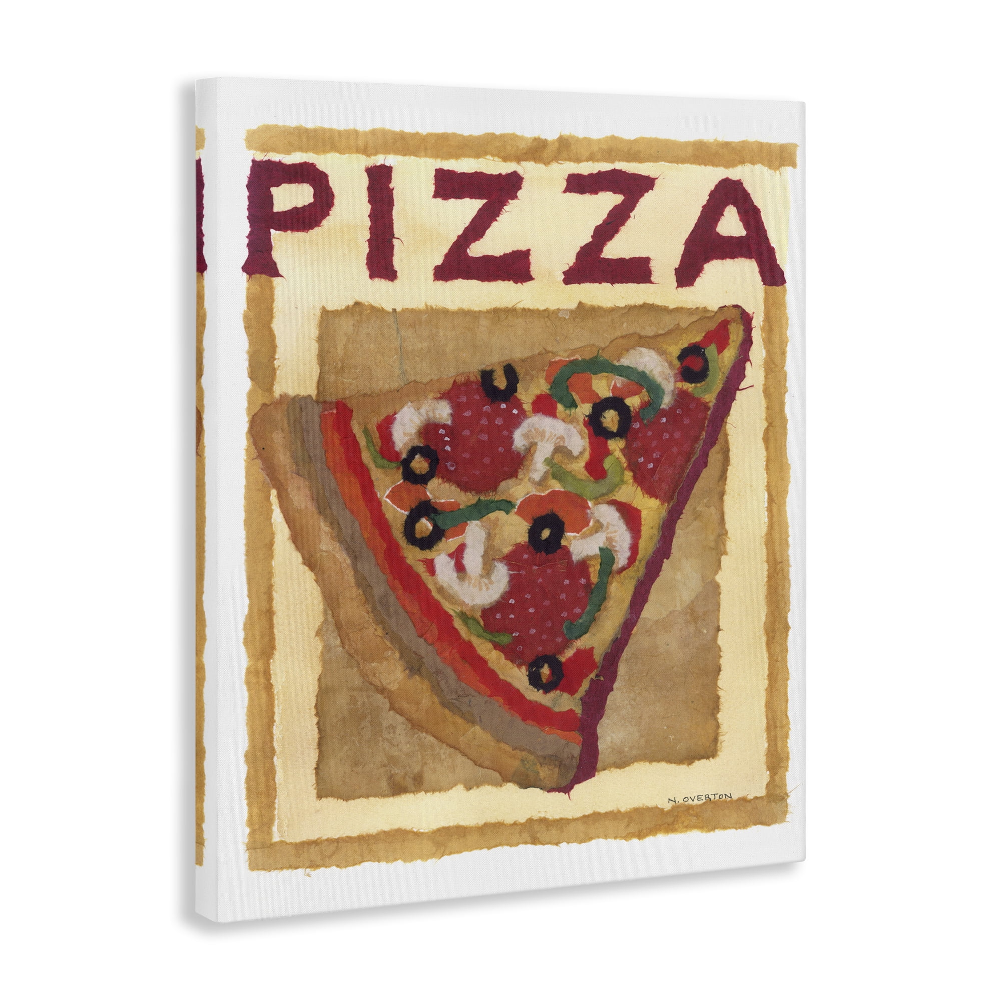 Stupell Industries Watercolor Style Pizza Food & Beverage Painting Gallery Wrapped Canvas Art Print Wall Art, 16 x 20
