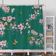 thumbnail image 2 of Pink Cherry Blossom Shower Curtain Butterflies Rustic Pink Floral Green Shower Curtains for Bathroom with Hooks 72x72 Inches Nature Scenery Waterproof Polyester Farmhouse Bath Curtain, 2 of 6