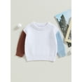 thumbnail image 2 of Wassery Infant Baby Sweaters for Boys Girls Long Sleeve Crew Neck Contrast Color Loose Knitted Pullovers Tops 3 6 9 12 18 24 Months Newborn Fall Winter Warm Knitwear, 2 of 7
