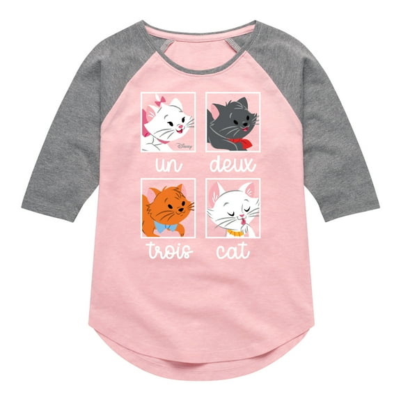 Disney Classics - Cats & Dogs - Un Deux Trois Cat - Toddler And Youth Girls Raglan Graphic T-Shirt