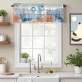 thumbnail image 2 of Summer Ocean Valance Curtain for Windows Coastal Jellyfish Orange Corals Shells Teal Wooden Rod Pocket Curtain Valances Short Window Treatments for Kitchen Bathroom Laundry Basement 60 x 18 Inch, 2 of 9