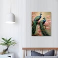 thumbnail image 3 of Shiartex Peacock Canvas Art Wall Deco, Pink Flower Branch on Cyan Background, Pink Canvas Wall Art, Peacock Canvas Wall Art, Living Room Bedroom Wall Decor Ready To Hang 16x20 Inch, 3 of 3