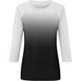 thumbnail image 5 of ATOYSOY Women's Gradient Pullovers Casual 3/4 Sleeve Tops Cute Going Out Business Tees Slim Raglan Shirts Round Neck Blouses Summer Holiday Fashion Clothes Black L, 5 of 5