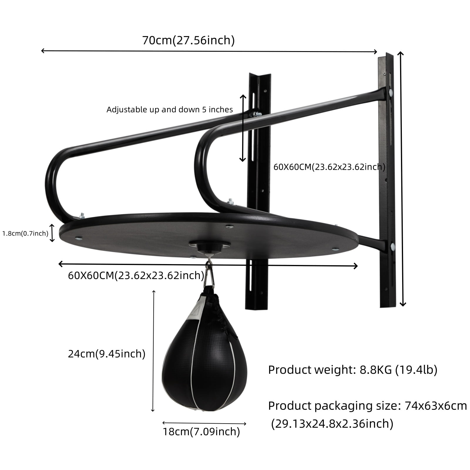 10 Inch Table Saw, 15 Amp 5000RPM, Table Saw for Woodworking with Miter Gauge Scale, 0-45º Bevel Cuts and Straight Cuts at 90º, 360° Swivel Fitness Training Punching Bag