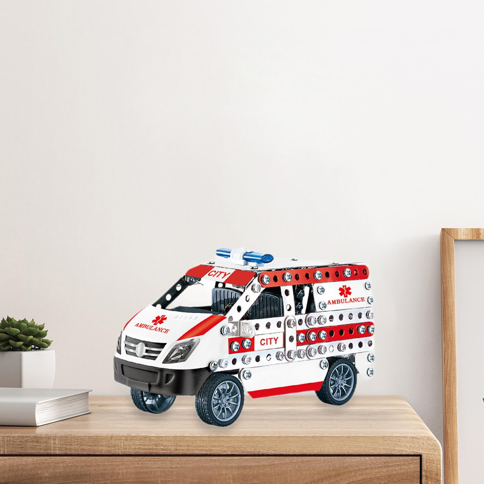 LeeQinersw Model Car Kits Set Car Building Kits Assembly Metal Educational Toy Vehicles Toy ambulance