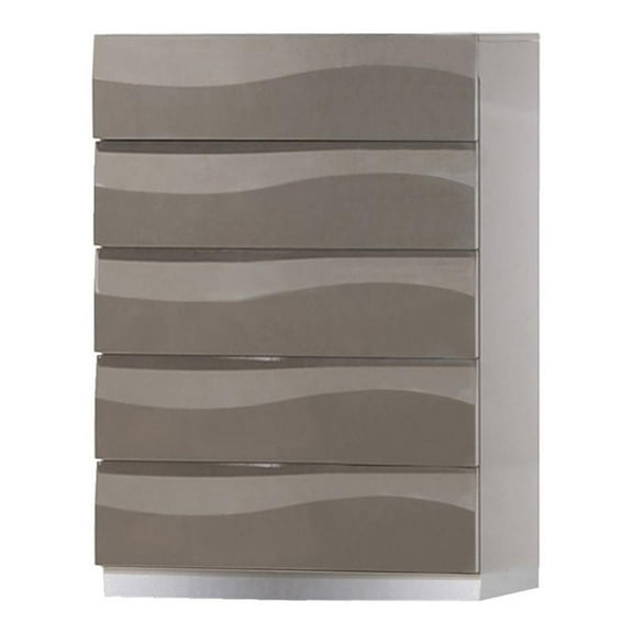 Maklaine 30.1" 4-drawer Contemporary Wood Bedroom Chest in Gray