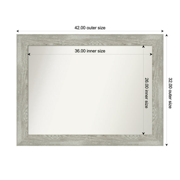 Amanti Art Custom Framed Wall and Bathroom Mirror (32 x 42 in.), Dove Greywash Frame