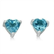 Amanda Rose Collection Heart Shape BlueTopaz Earrings in Sterling Silver, 2 ct