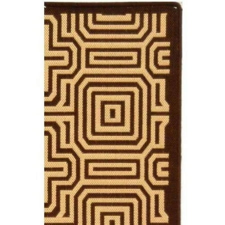 SAFAVIEH Courtyard Holly Geometric Indoor/Outdoor Area Rug, 4' x 5'7", Chocolate/Natural