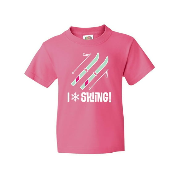 Inktastic Skier I Love Skiing Youth T-Shirt