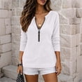 thumbnail image 2 of Oiangi Women's Half Zip Long Sleeve Shirts Crewneck Fashion Streetwear Pullover Tops for Fall Winter White L, 2 of 8