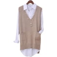 thumbnail image 1 of Débardeur Sans Manches à Col en V pour Femmes, Cardigan Tricoté avec Poche, 1 of 4