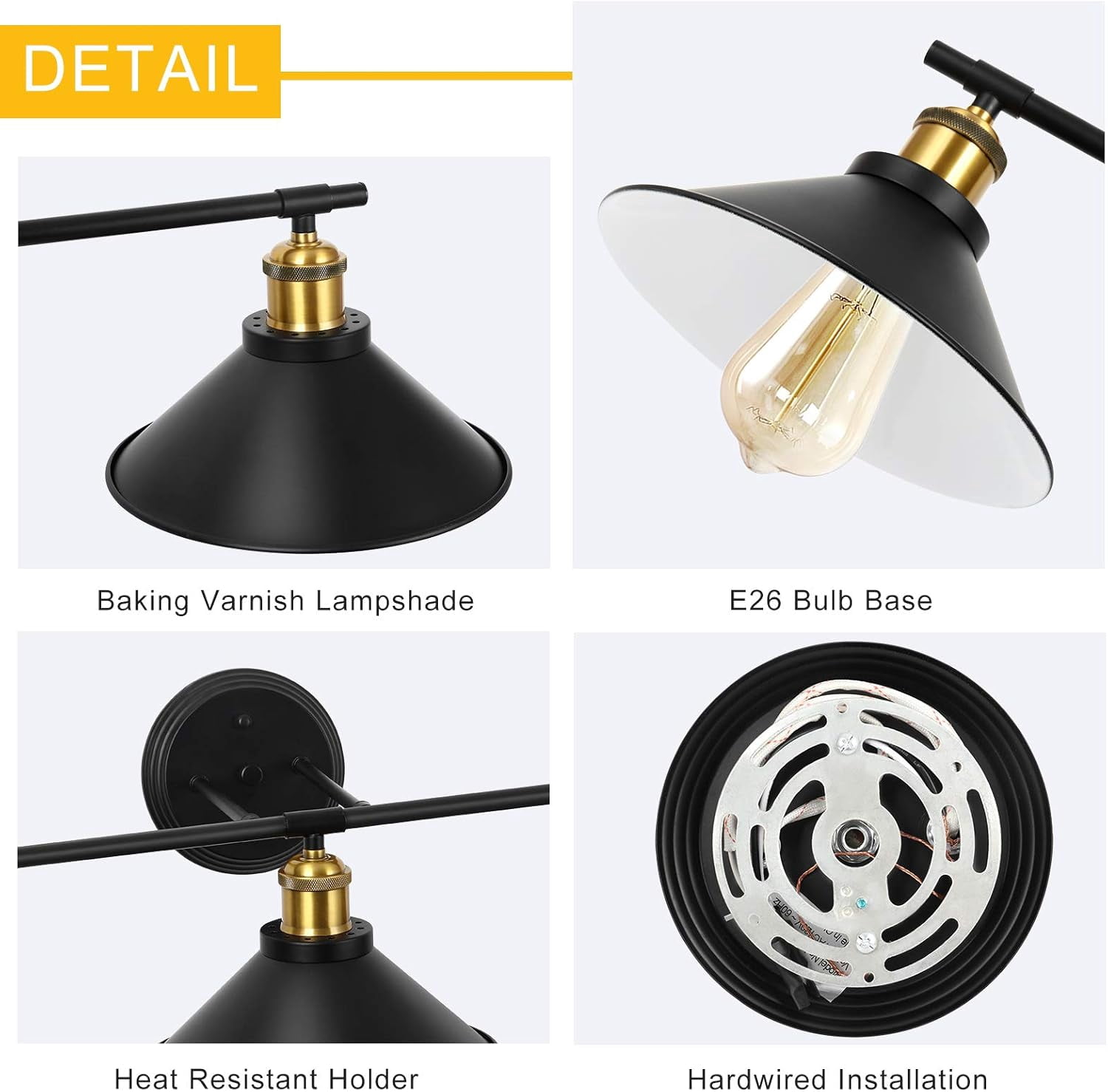 Oumilen Industrial Farmhouse Indoor 3-Light Wall Sconce with Matte Metal Shades