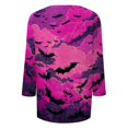 thumbnail image 6 of Halloween Shirts for Women Witch Hat Castle Print V-Neck Scary T-Shirt Bat Loose Fit 3/4 Sleeve Fall Vintage Tees L, 6 of 6