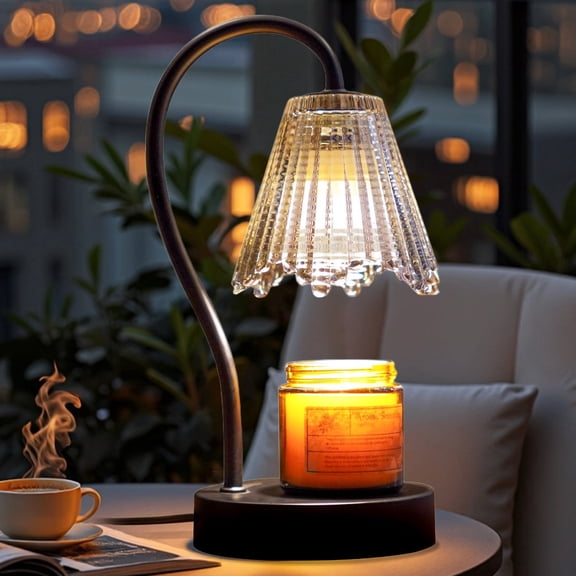 Black Candle Warmer Lamp, Electric Candle Warmer with Dimmable Light, Scented Wax Melter with 2 Light Bulbs, Wax Melt Warmer for with Small Scented Candles