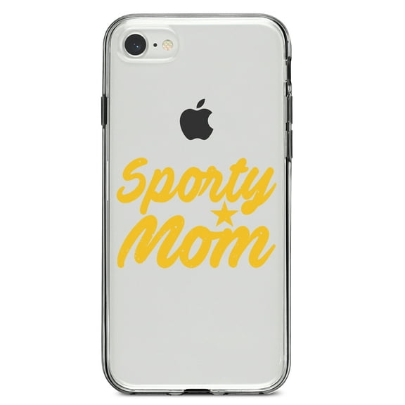 DistinctInk Clear Shockproof Hybrid Case for iPhone 7 8 SE (2020 Model) 4.7" Screen TPU Bumper Acrylic Back Tempered Glass Screen Protector - Sporty Mom