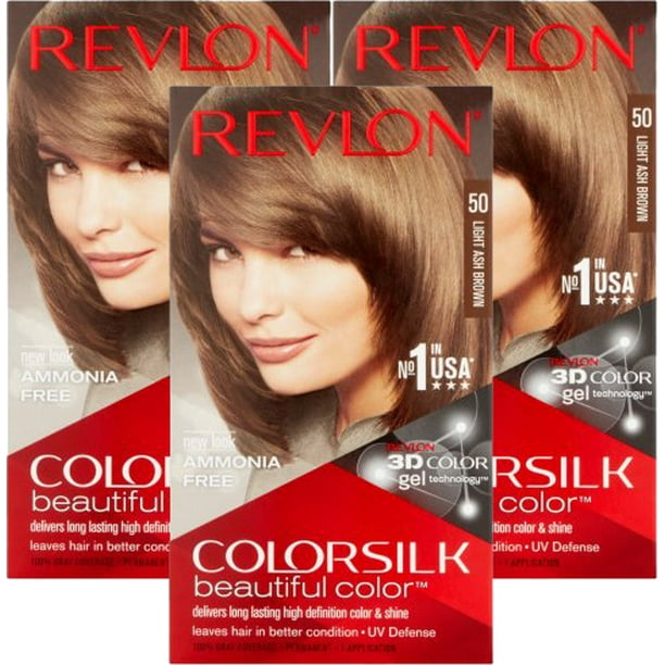 (3 Pack) Revlon ColorSilk Beautiful Color 50 Light Ash