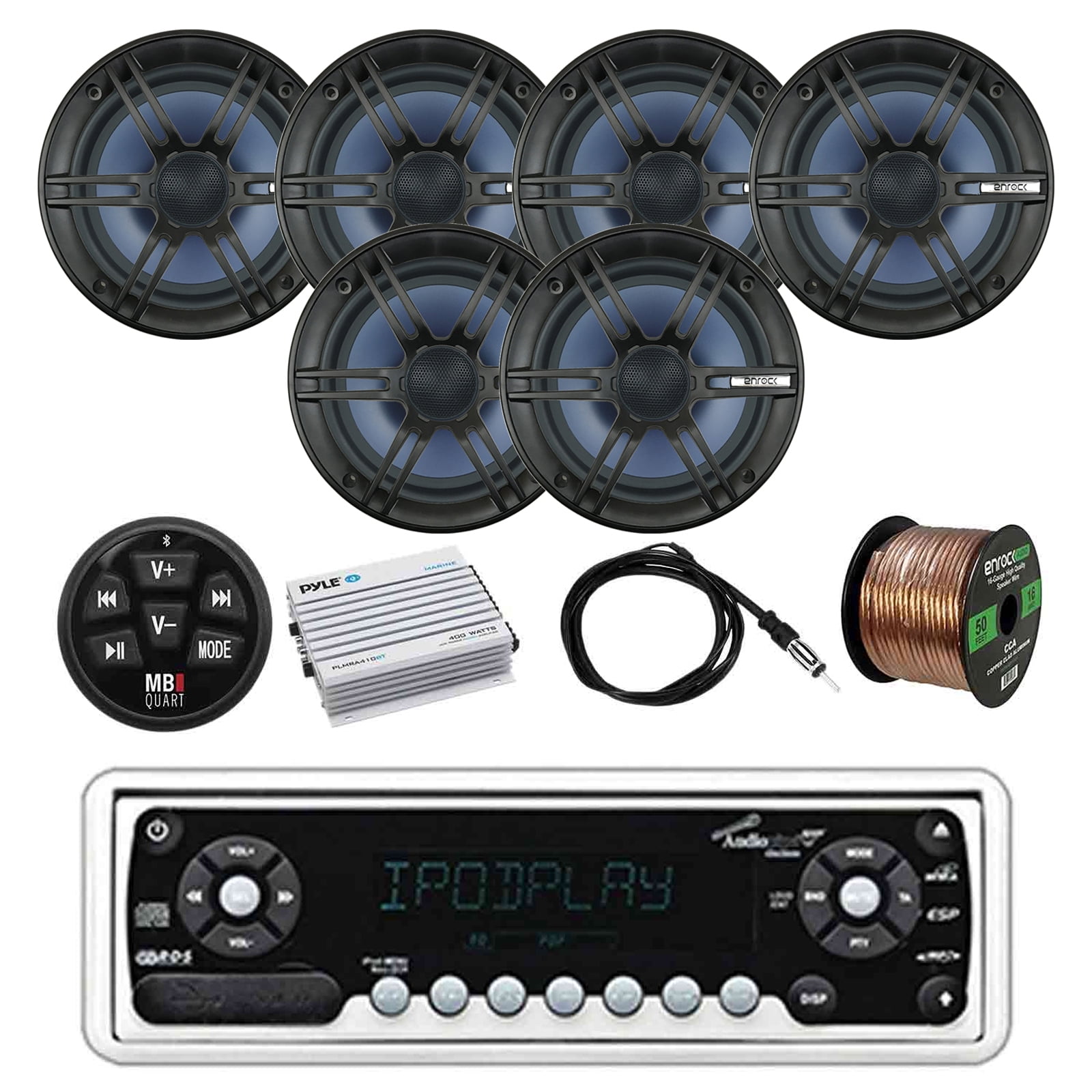 Audiopipe Marine Stereo W/ MB Quart Wired Bluetooth Preamp Controller