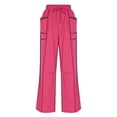 thumbnail image 4 of Dweltoz Womens Baggy Barrel Pants Drawstring High Waisted Wide Leg Sweat Pant 2025 Trendy Color Block Loose Fit Palazzo Pant with Pockets,Hot Pink L, 4 of 4