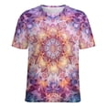 thumbnail image 5 of Kaleidoscope Mandala Colorful Floral Boho Women's Short Sleeve T-Shirt Crew Neck Casual Summer Trendy Loose Fit Tops, 5 of 6