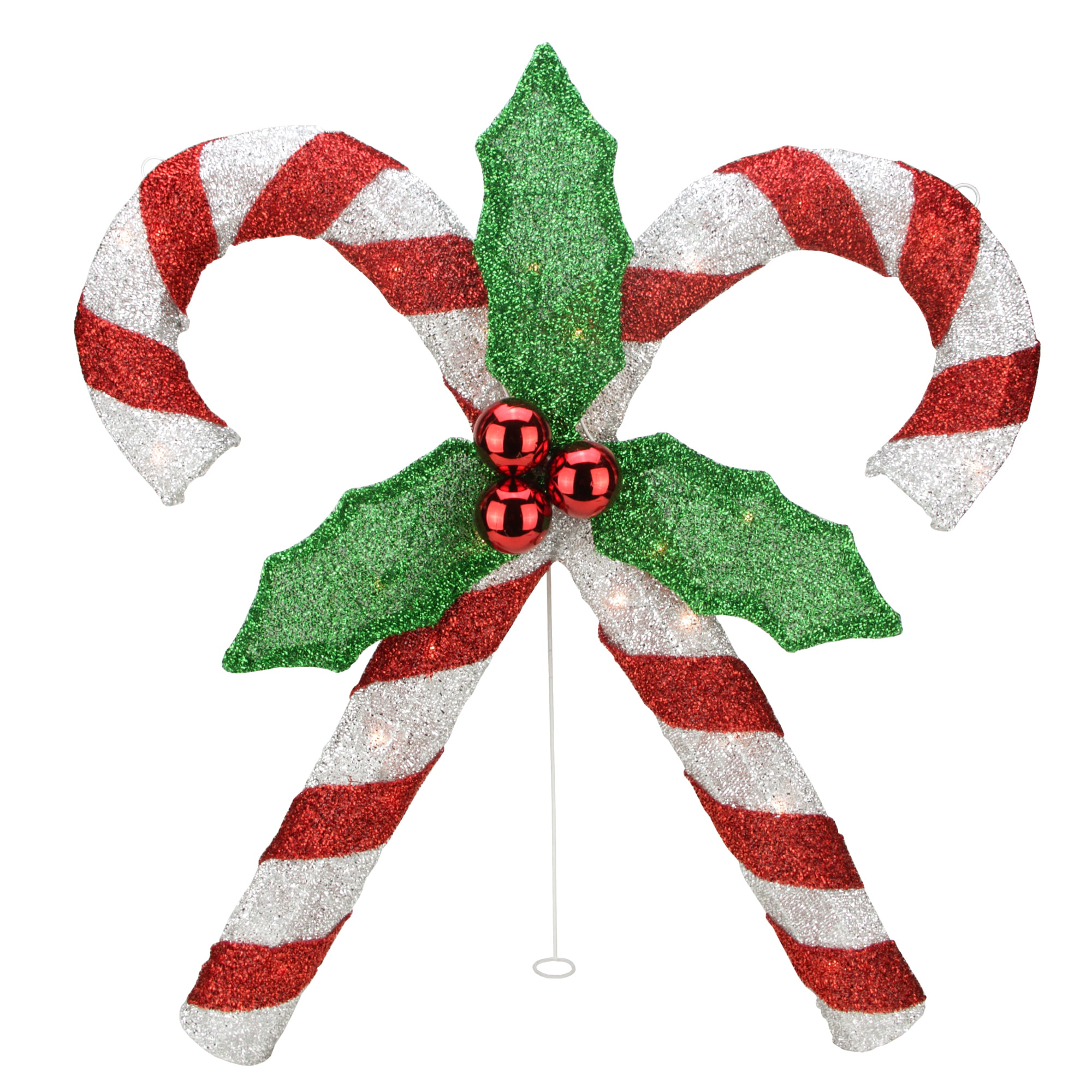 26" Red and White Double Candy Cane Lighted Outdoor