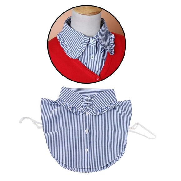 Collar de gargantilla para mujer Camisa de solapa desmontable Blusa de cuello falso de mezclilla Tops A rayas Colcomx Collar falso de algodón para mujer