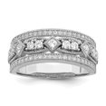 thumbnail image 1 of 925 Sterling Silver 59 Stone Cubic Zirconia Cz Ring Wedding Fancy, 1 of 9