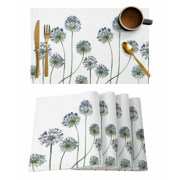 Rustic Dandelion Placemats Set of 6 Farmhouse Flower Plant Pastoral Botanical Heat Insulation Washable Place Mats, Rustic Non-Slip Table Mats for Dining Table Party Kitchen Decor,13x19 Inch
