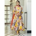 thumbnail image 3 of Janasya Women's Multicolor Cotton Embellished Floral Printed Dress with Pant and Dupatta, 3 of 5