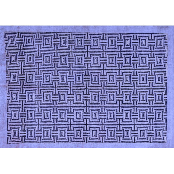 Ahgly Company Indoor Rectangle Abstract Blue Modern Area Rugs, 8' x 12'
