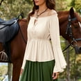 thumbnail image 5 of Holzkary Women's Renaissance Shirt Ruffle Sleeve Off The Shoulder Peplum Blouse Peasant Dressy Top Ladies' Court Comfortable Casual Long Sleeved One Shoulder Solid Color Top Strapless Top Beige M, 5 of 9